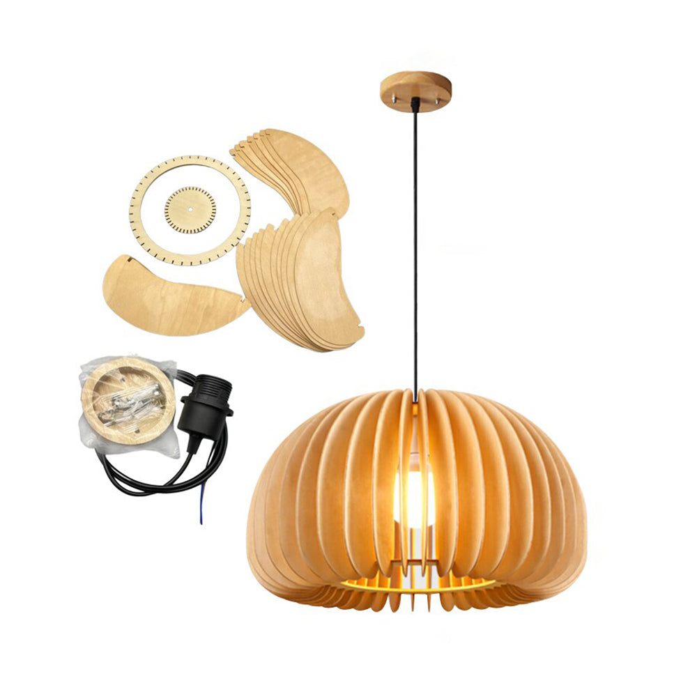 Muto Pumpkin Pendant Light, Wood - Neutral Decor