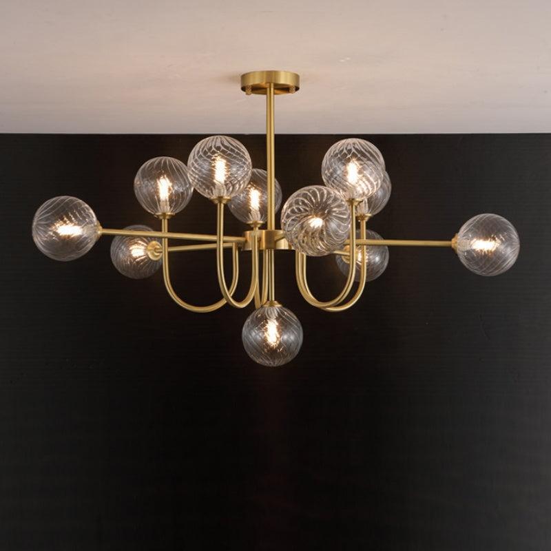 Valentina Modern LED Chandelier Gold Glass Living/Dining Room/Bedroom - Neutral Decor