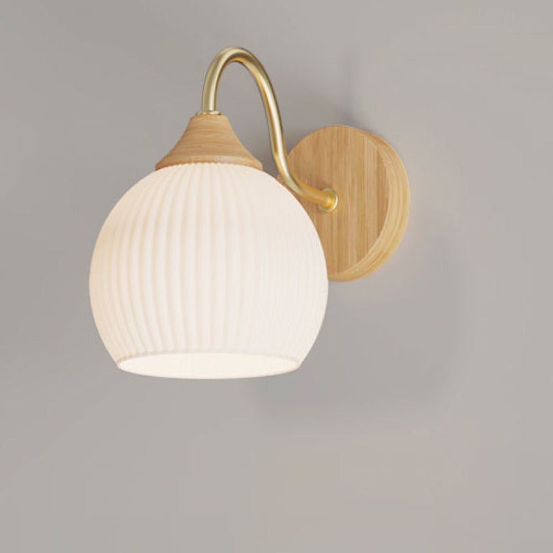 Muto Nordic Minimalist Indoor Wall Lamp Glass Wood Bedroom Balcony - Neutral Decor