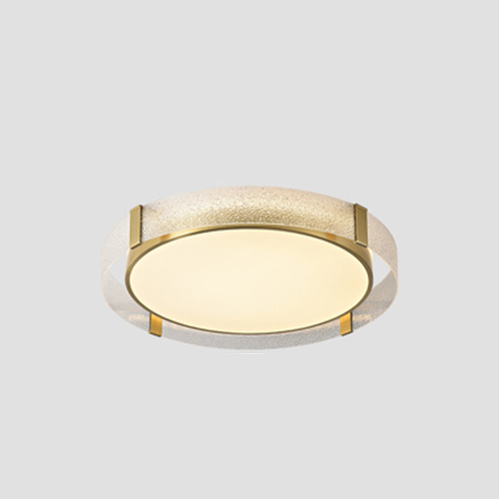Arisha Modern Round Metal/Glass Flush Mount Ceiling Light, Gold - Neutral Decor