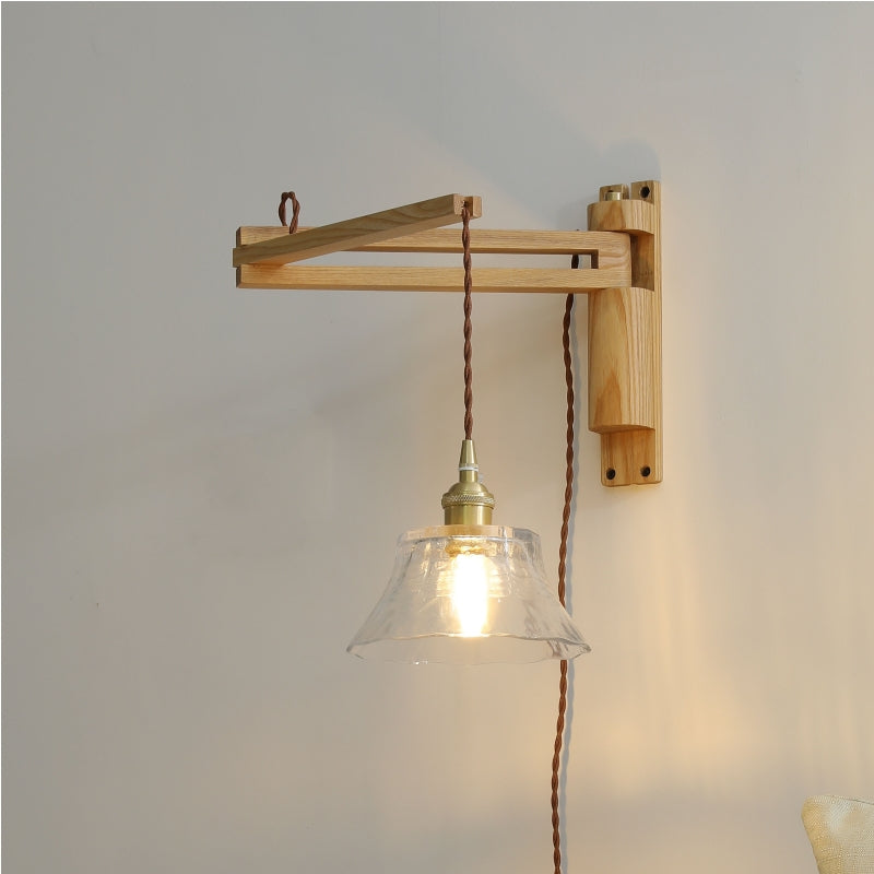 Muto Vintage Dome Ceramic/Wood Wall Lamp, Walnut/Wood/Clear - Neutral Decor