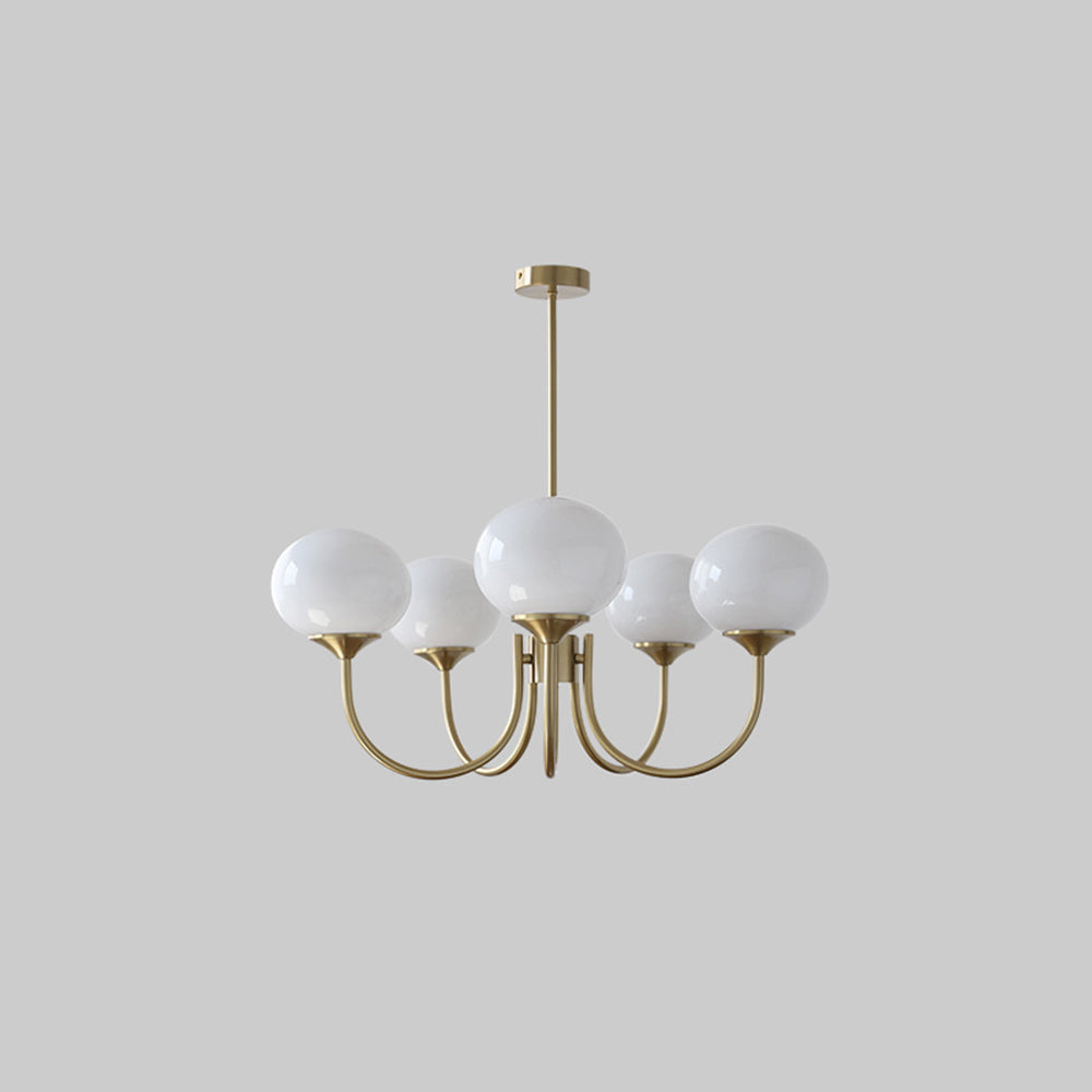 Valentina Retro Art Deco Globe Chandelier, White/Pink/Beige - Neutral Decor