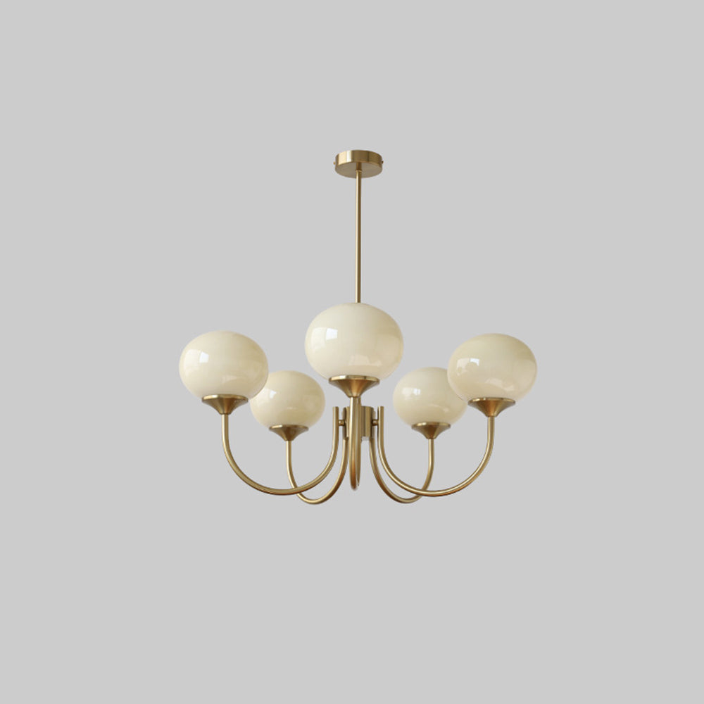 Valentina Retro Art Deco Globe Chandelier, White/Pink/Beige - Neutral Decor