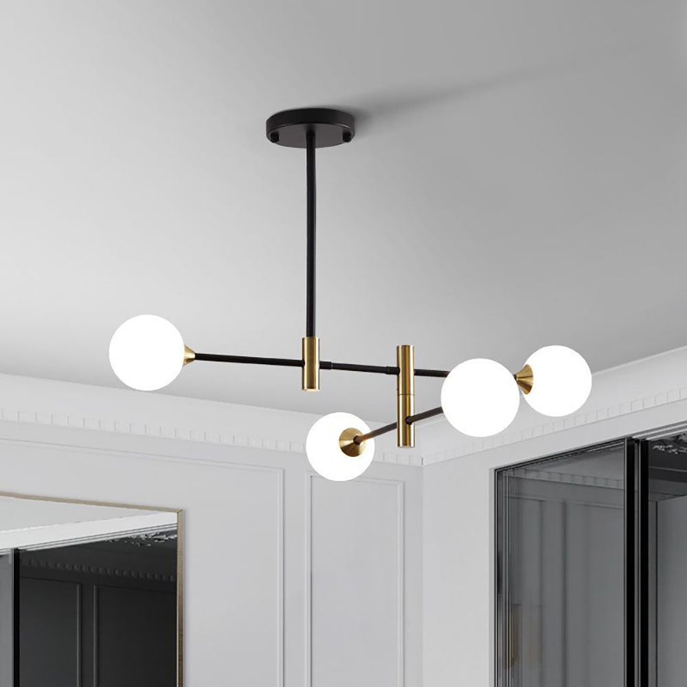 Valentina Nordic Spherical Bubble Metal/Glass Chandelier, Black/Gold - Neutral Decor