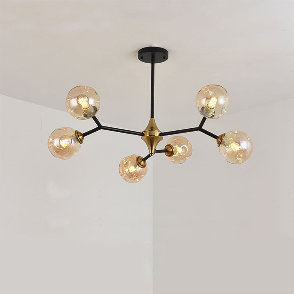 Valentina Art Deco Glass Bubble Chandelier, Amber - Neutral Decor