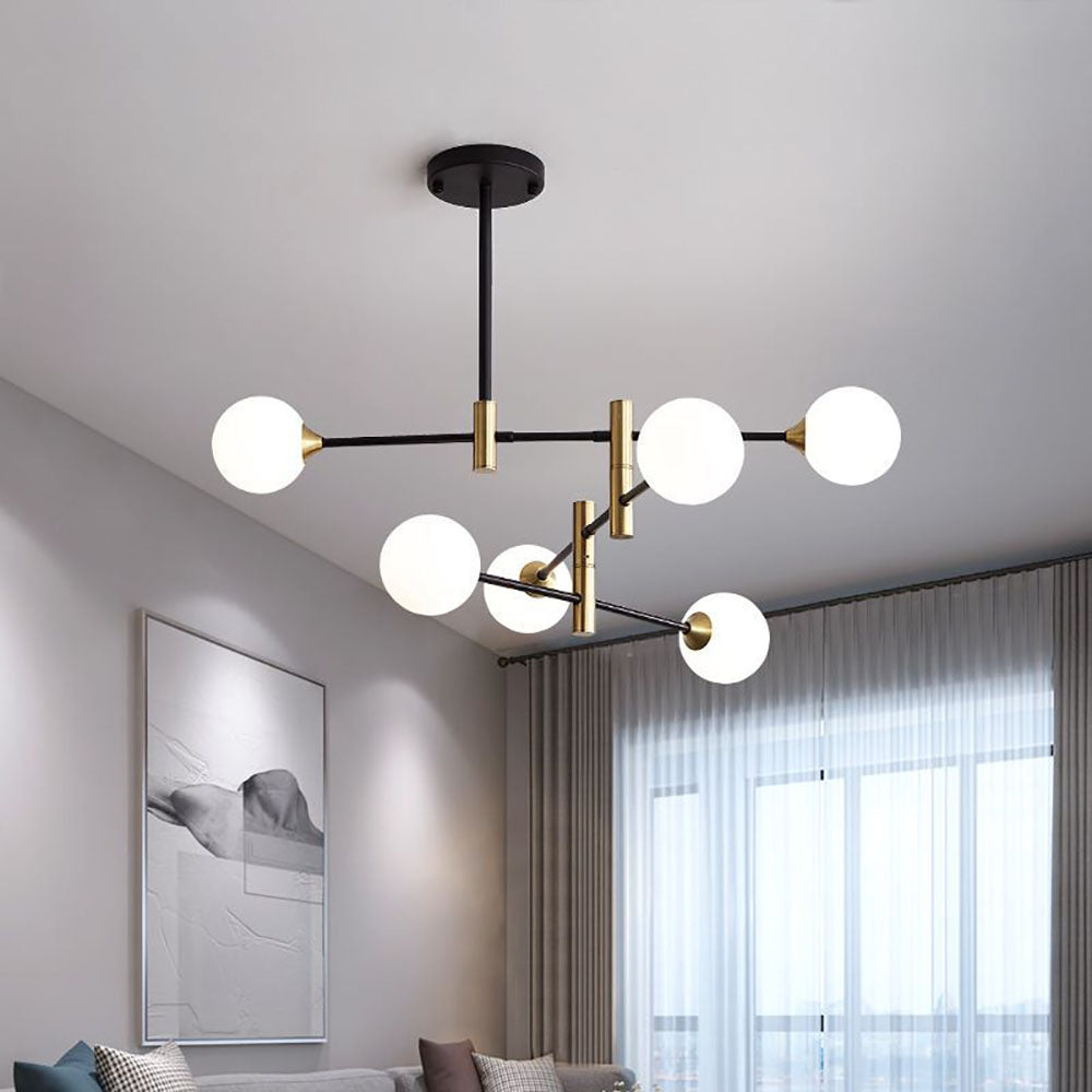 Valentina Nordic Spherical Bubble Metal/Glass Chandelier, Black/Gold - Neutral Decor