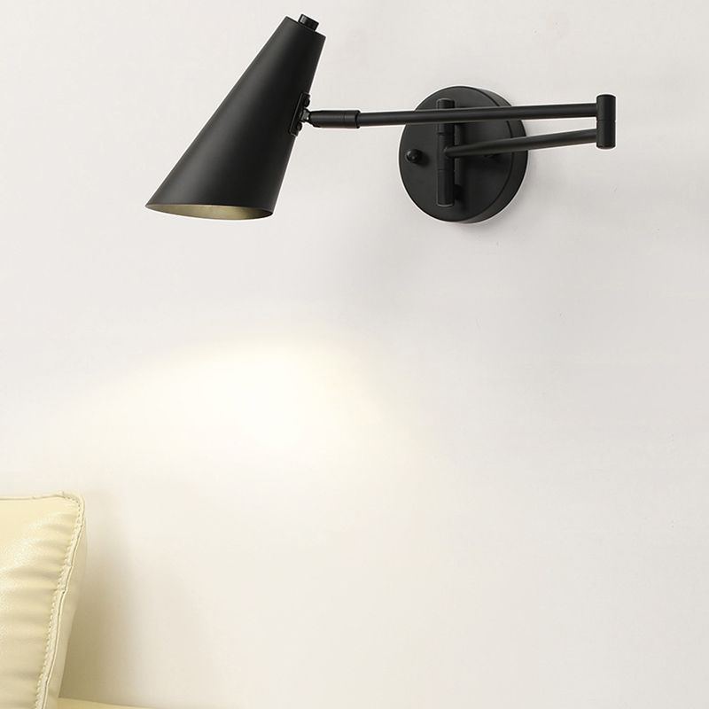 Aria Wall Lamp Cone Modern, Metal Adjustable, Black/Gold, Bedroom - Neutral Decor