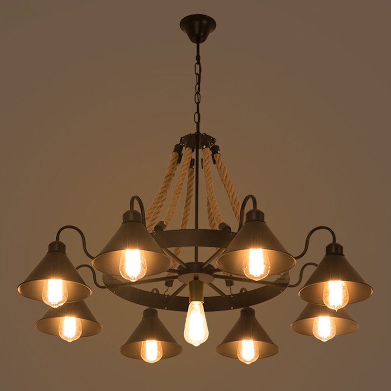 Epoch Vintage Industrial Rope Chandelier Living Room - Neutral Decor