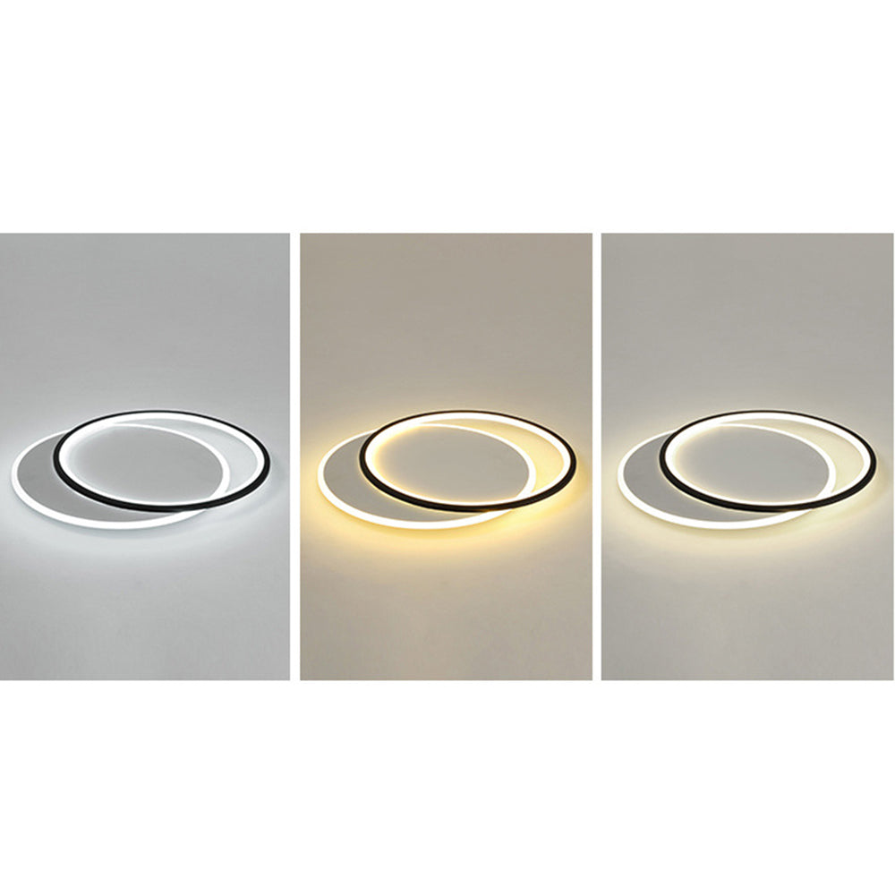 Arisha Modern Square/ Round Flush Mount Ceiling Light, Black with White - Neutral Decor