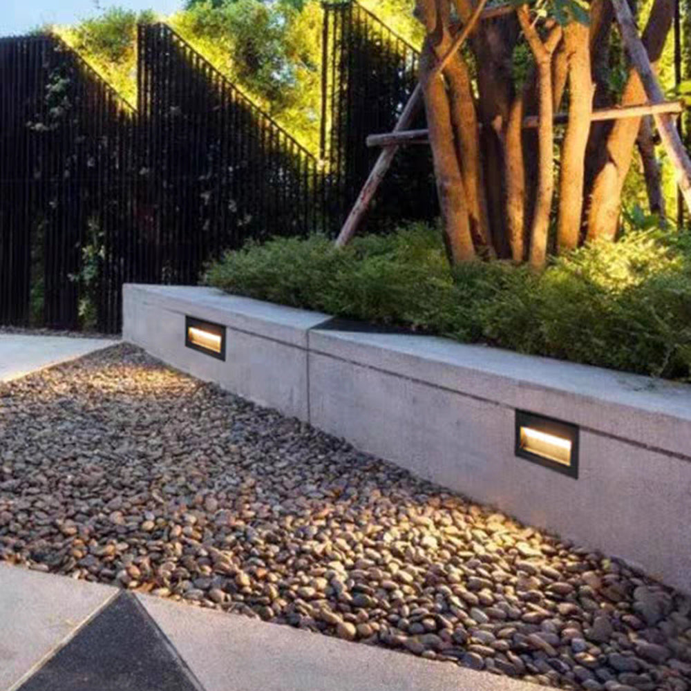 Ray Modern Metal Square Outdoor Deck/Step Light, Black - Neutral Decor