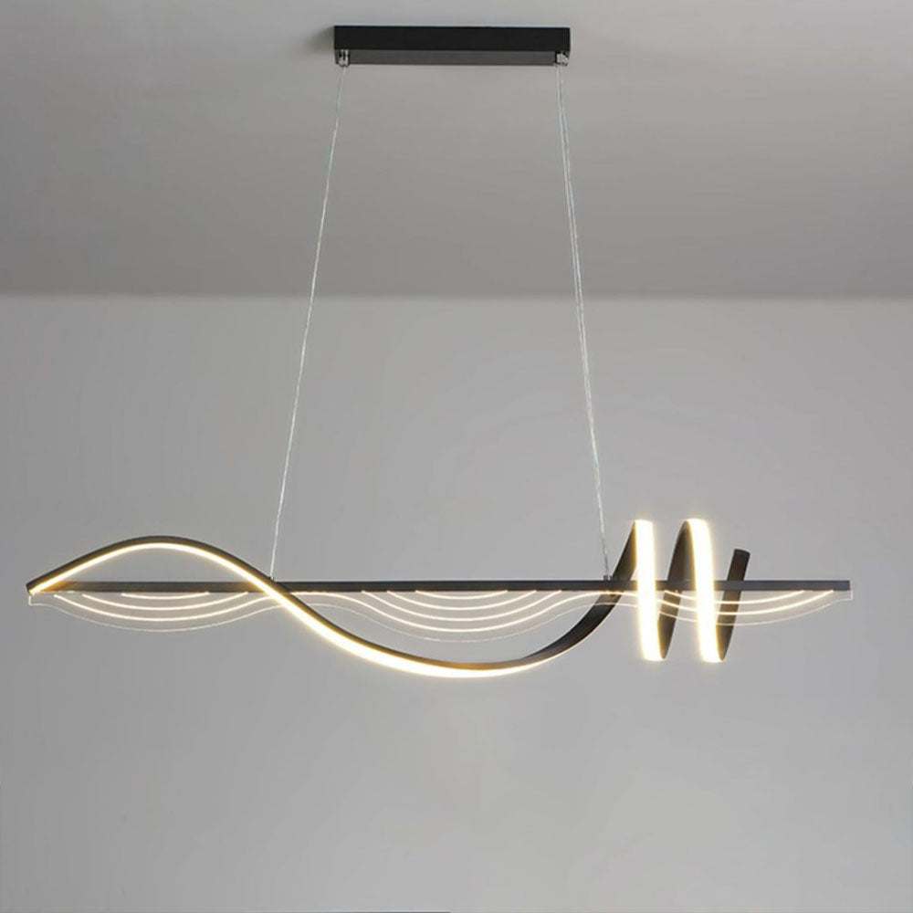 Arisha Contemporary Style Linear Metal Pendant Light White/Black - Neutral Decor