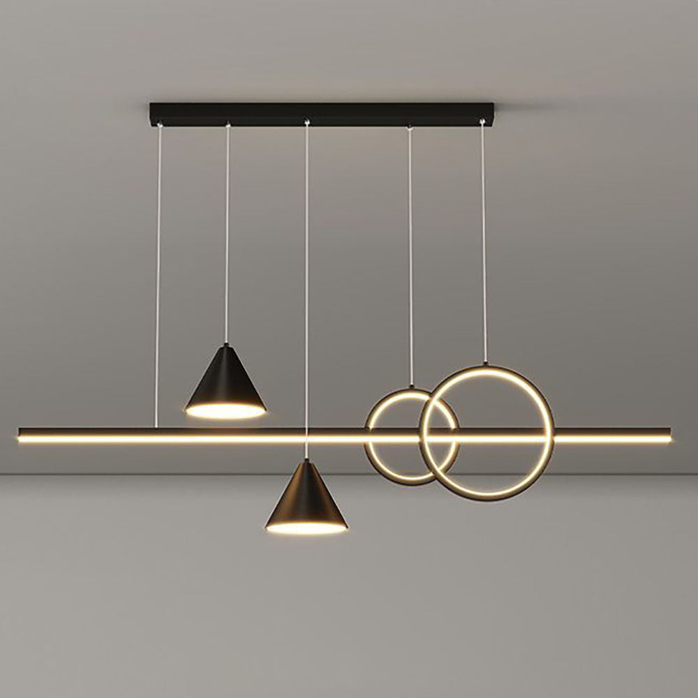Arisha Contemporary Geometric Style Linear Metal Pendant Light White/Black - Neutral Decor
