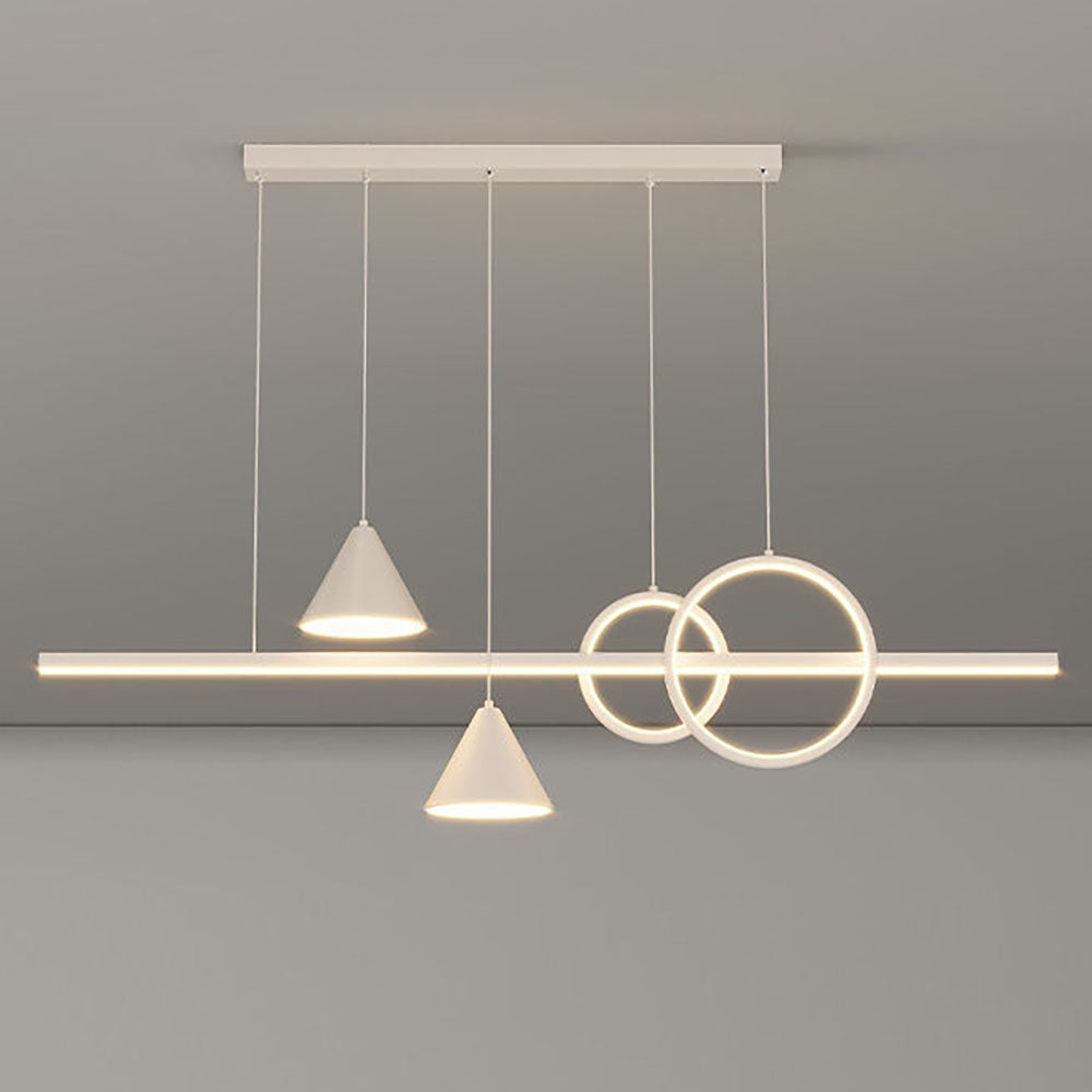 Arisha Contemporary Geometric Style Linear Metal Pendant Light White/Black - Neutral Decor