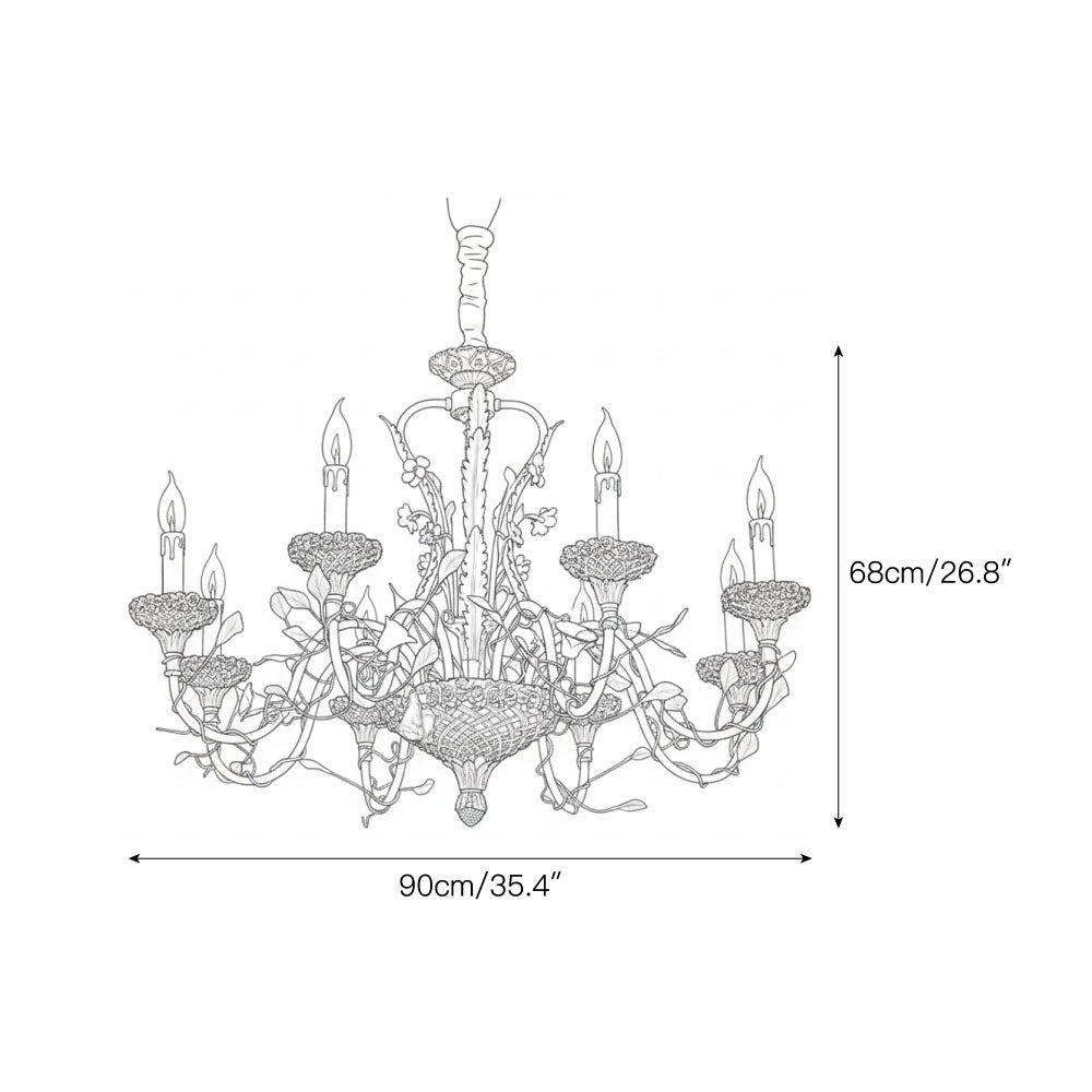 The 6-light Sabine Flowers Chandelier against a plain background.