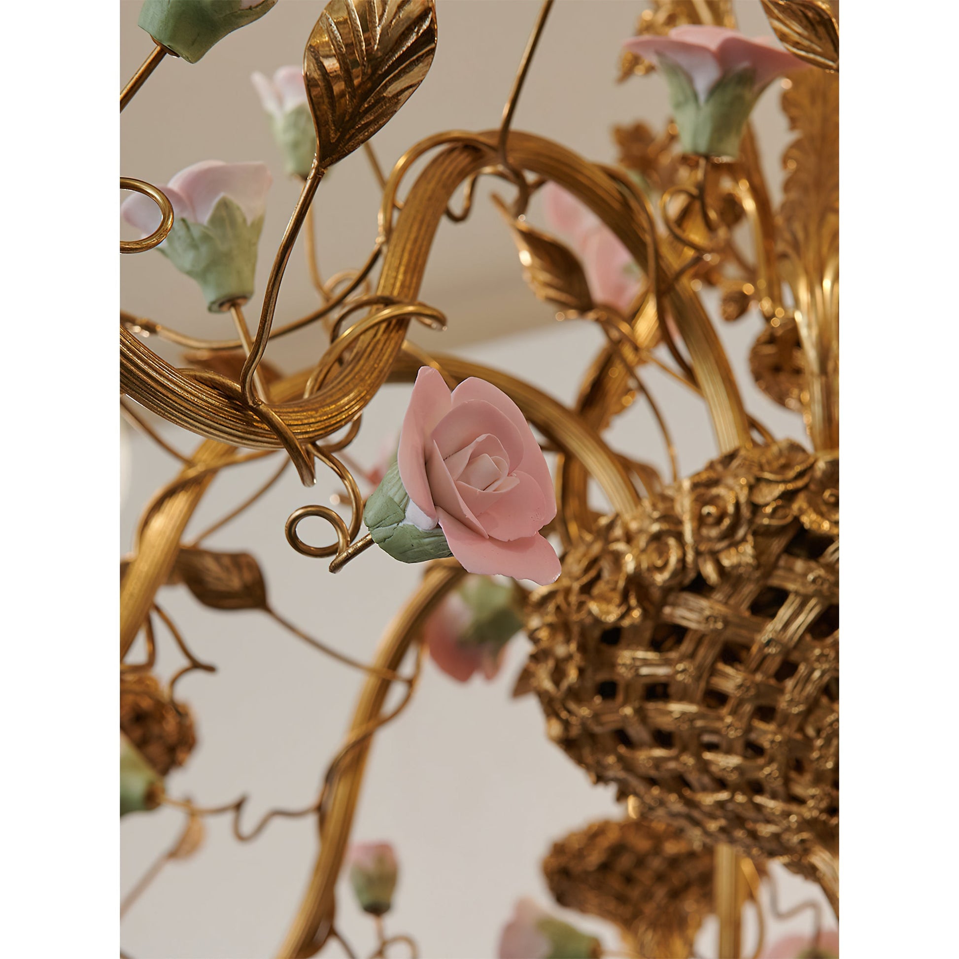 A close-up showing the texture and finish of the cast brass frame.