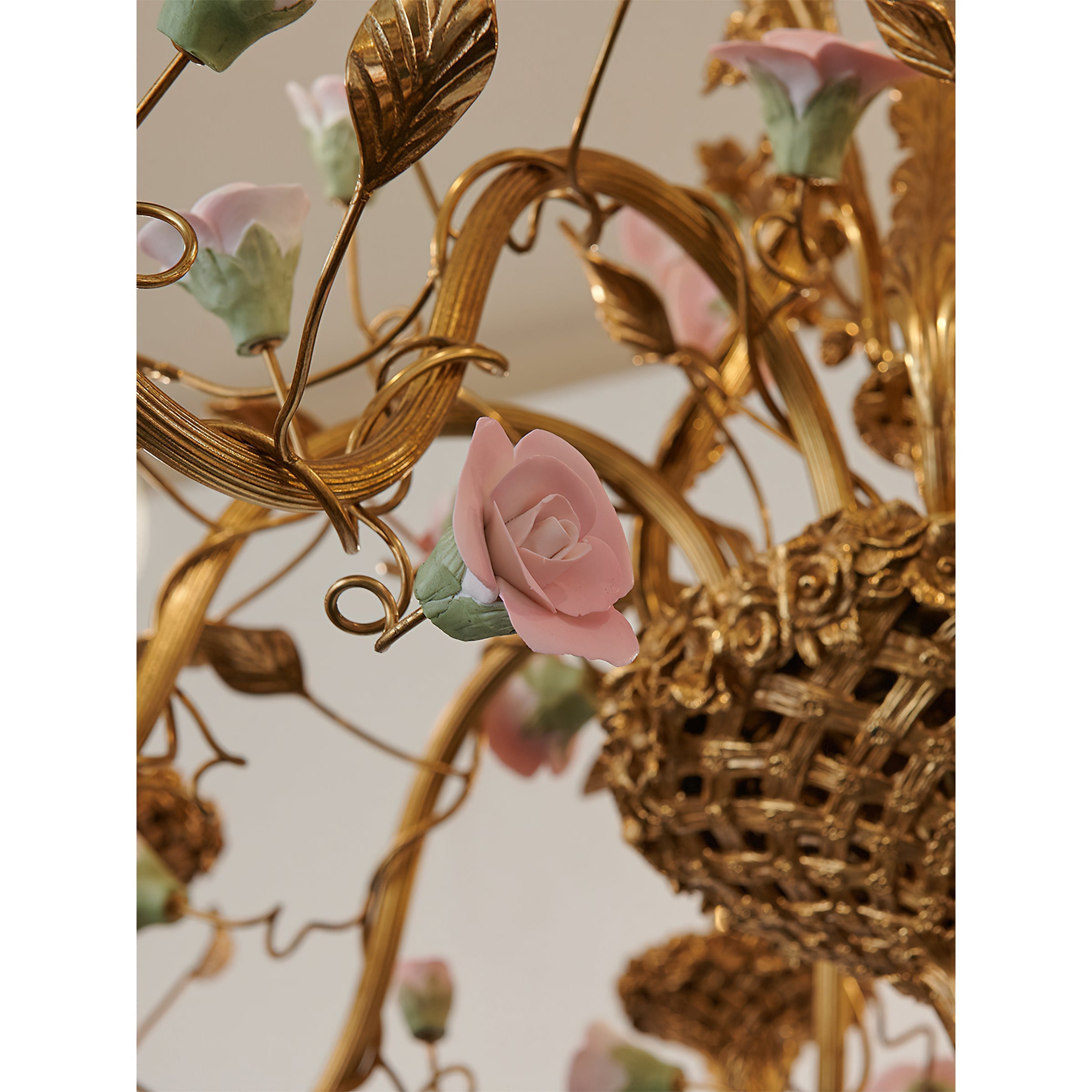 A close-up showing the texture and finish of the cast brass frame.