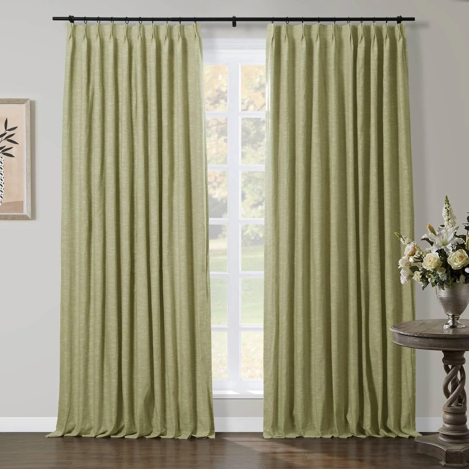 Jenna Linen Curtains & Drapes Pleated-Neutral Decor
