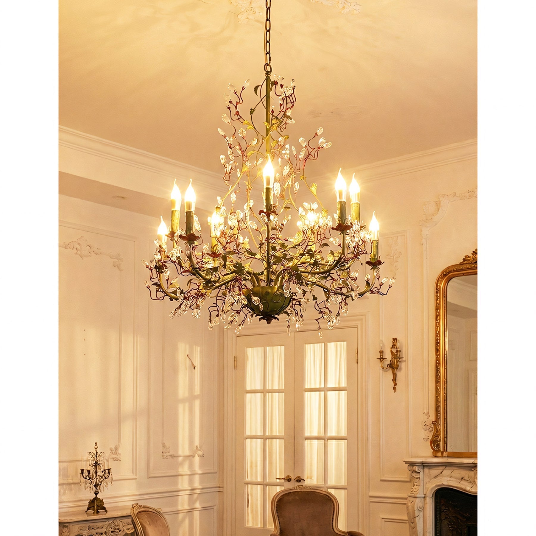 Full view of the 8-head version of the Sagel Flora Chandelier.