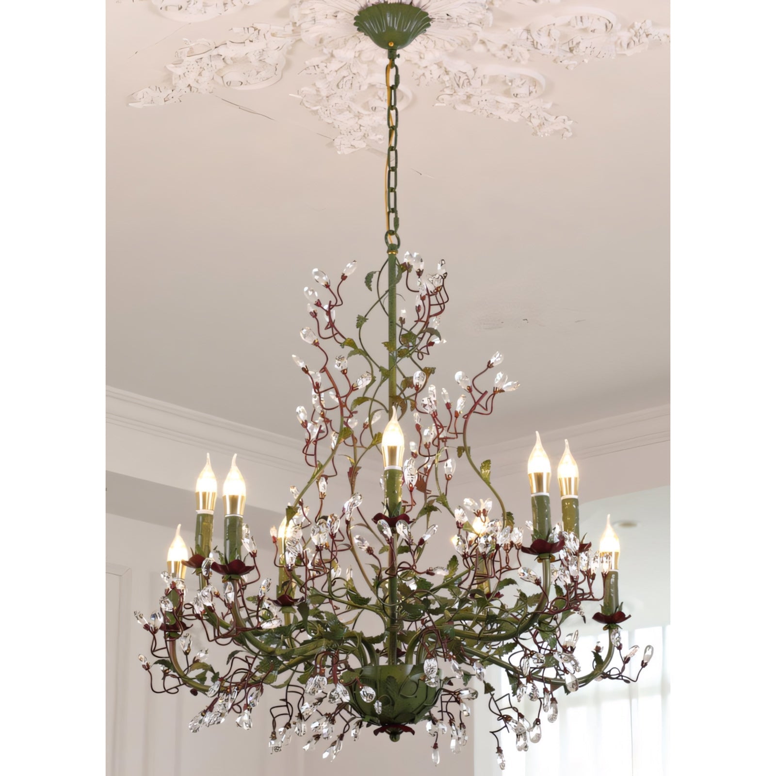 Full view of the 10-head version of the Sagel Flora Chandelier.