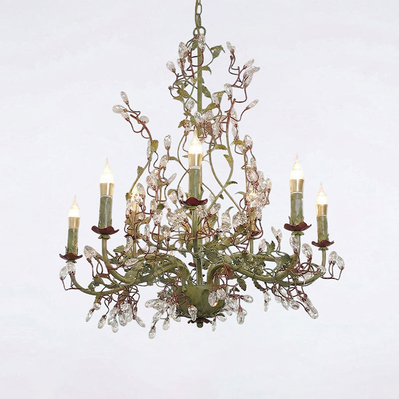Lifestyle image of the chandelier in a grand entryway.