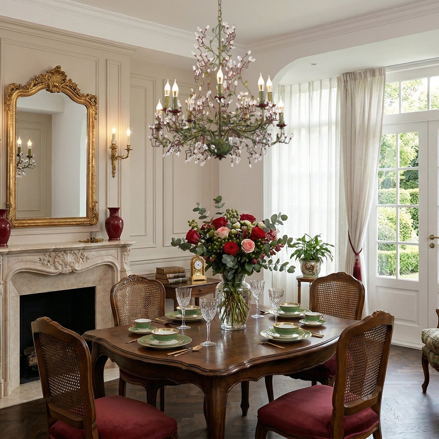 Angled shot of the 10-head Sagel Flora Chandelier.