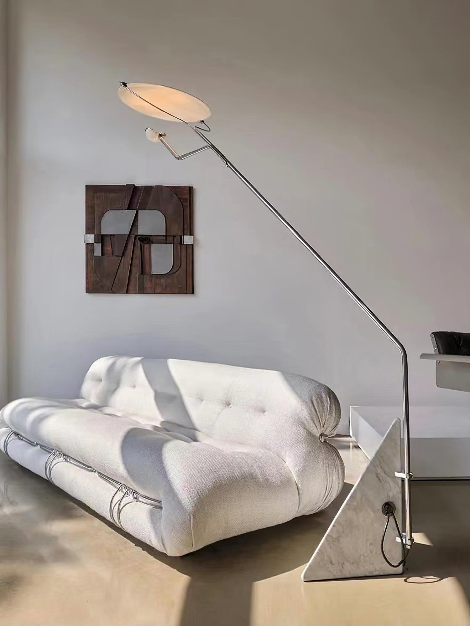 Olvenel Sculptural Chrome Marble Floor Lamp-Neutral Decor