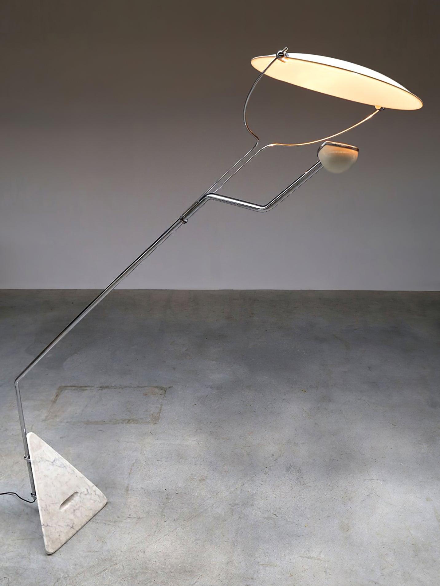Olvenel Sculptural Chrome Marble Floor Lamp-Neutral Decor
