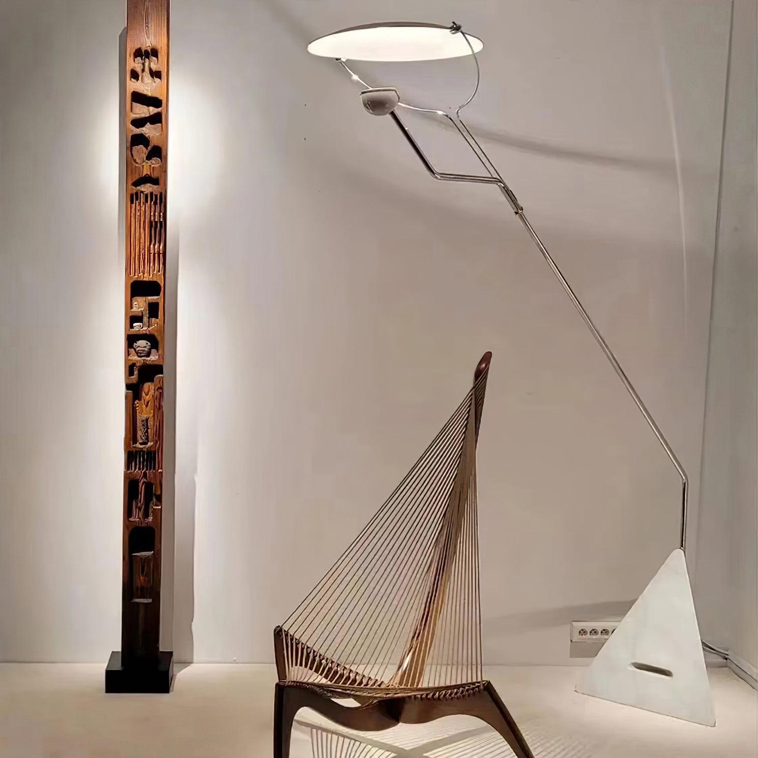Olvenel Sculptural Chrome Marble Floor Lamp-Neutral Decor