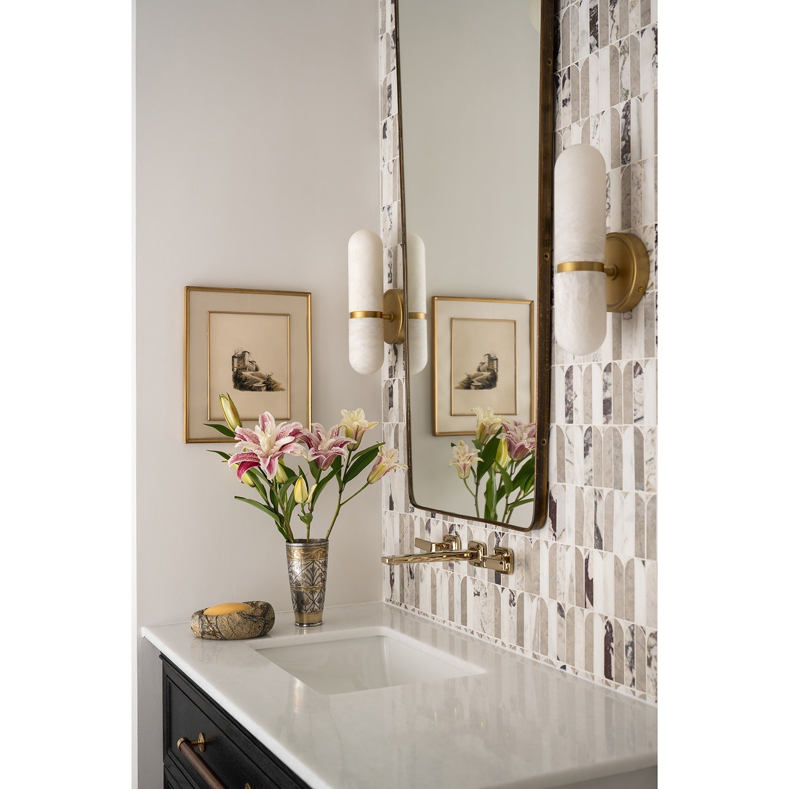 Salon Wall Lamp installed in a modern entryway, providing a warm glow.