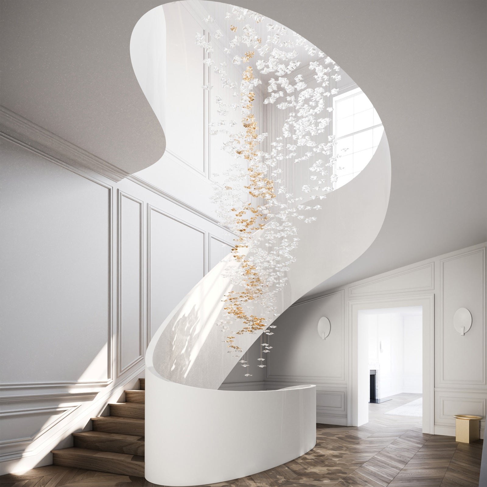 Nephele Crystal Leaf Chandelier-Neutral Decor