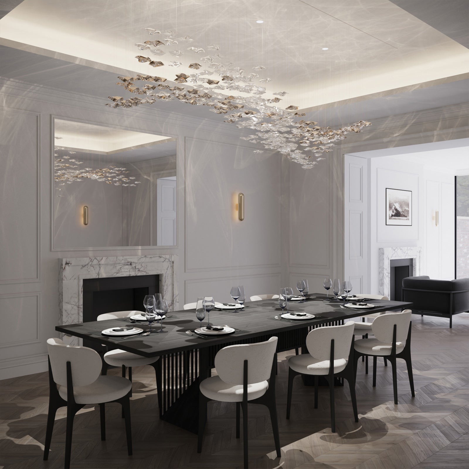Lisk Luxury Brass Linear Chandelier-Neutral Decor