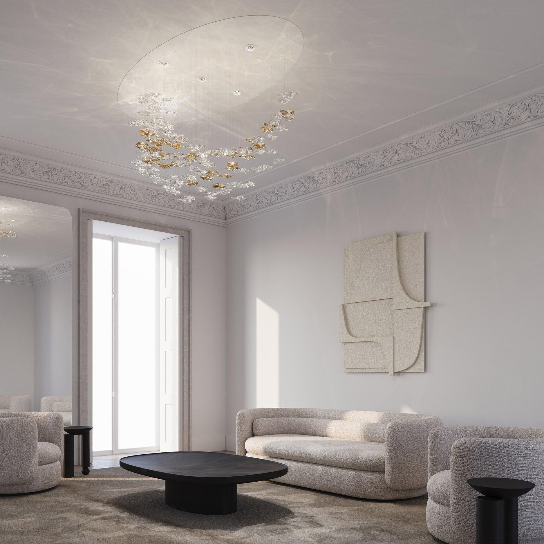 Nephele Crystal Leaf Chandelier-Neutral Decor