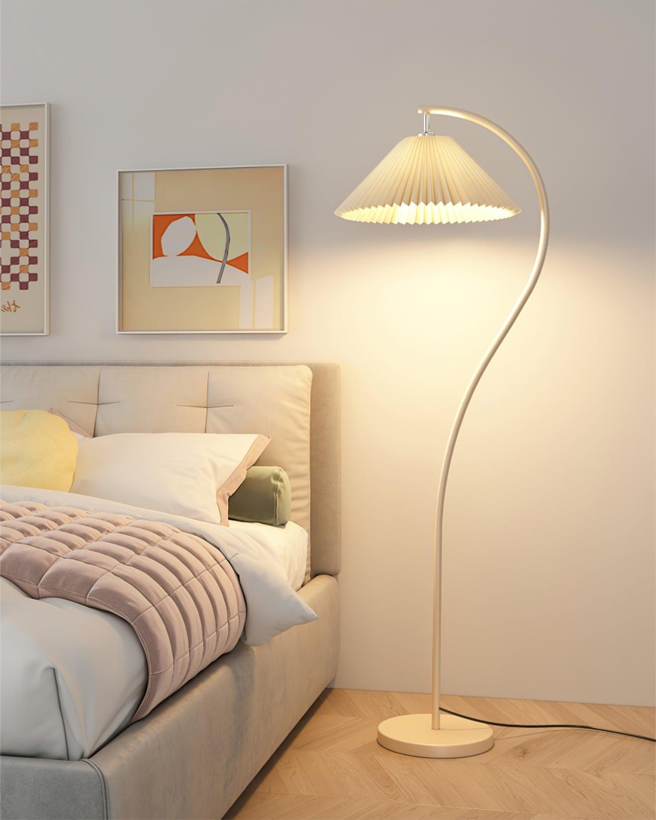 Mytalil Modern Curved Fabric Floor Lamp-Neutral Decor