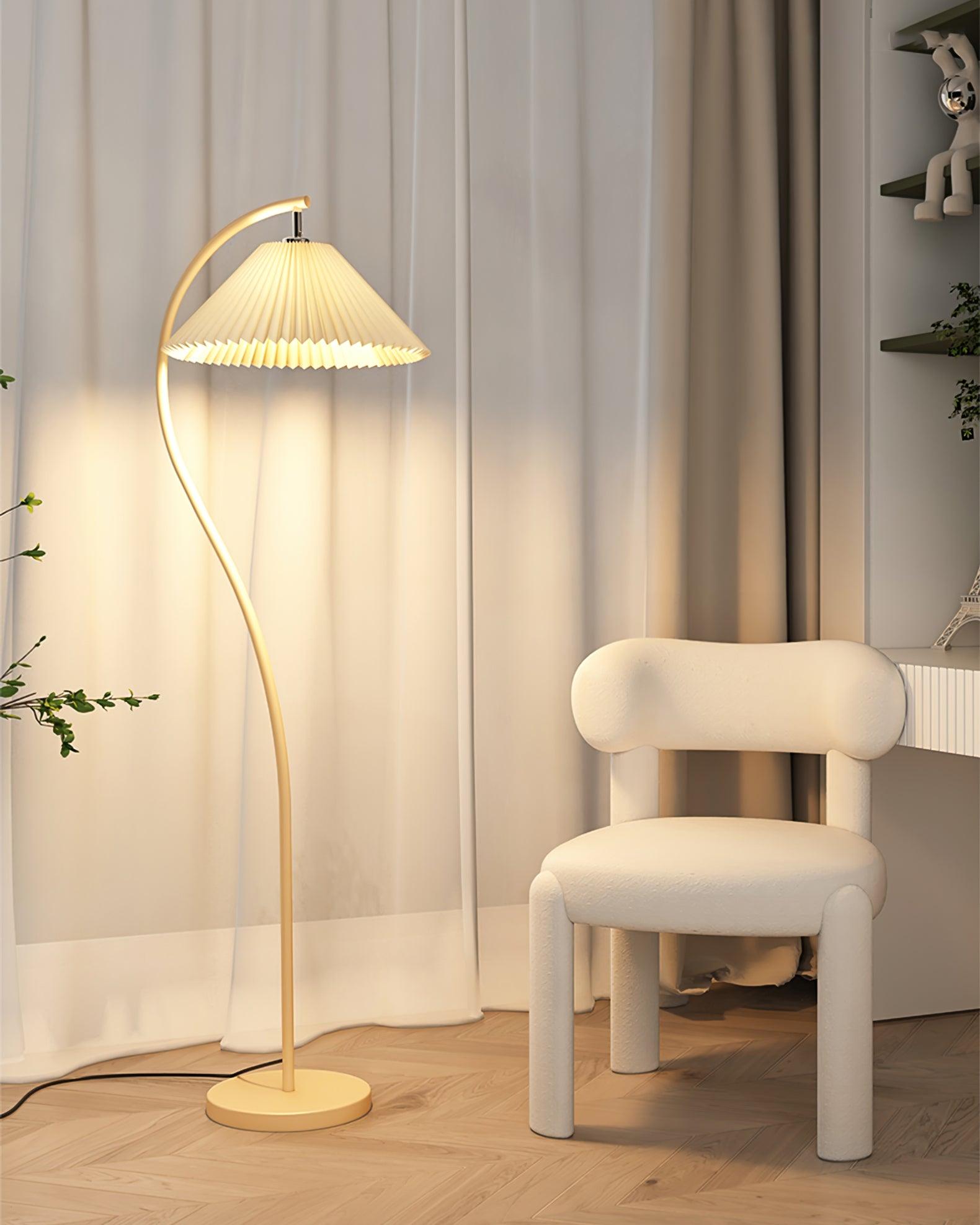 Mytalil Modern Curved Fabric Floor Lamp-Neutral Decor