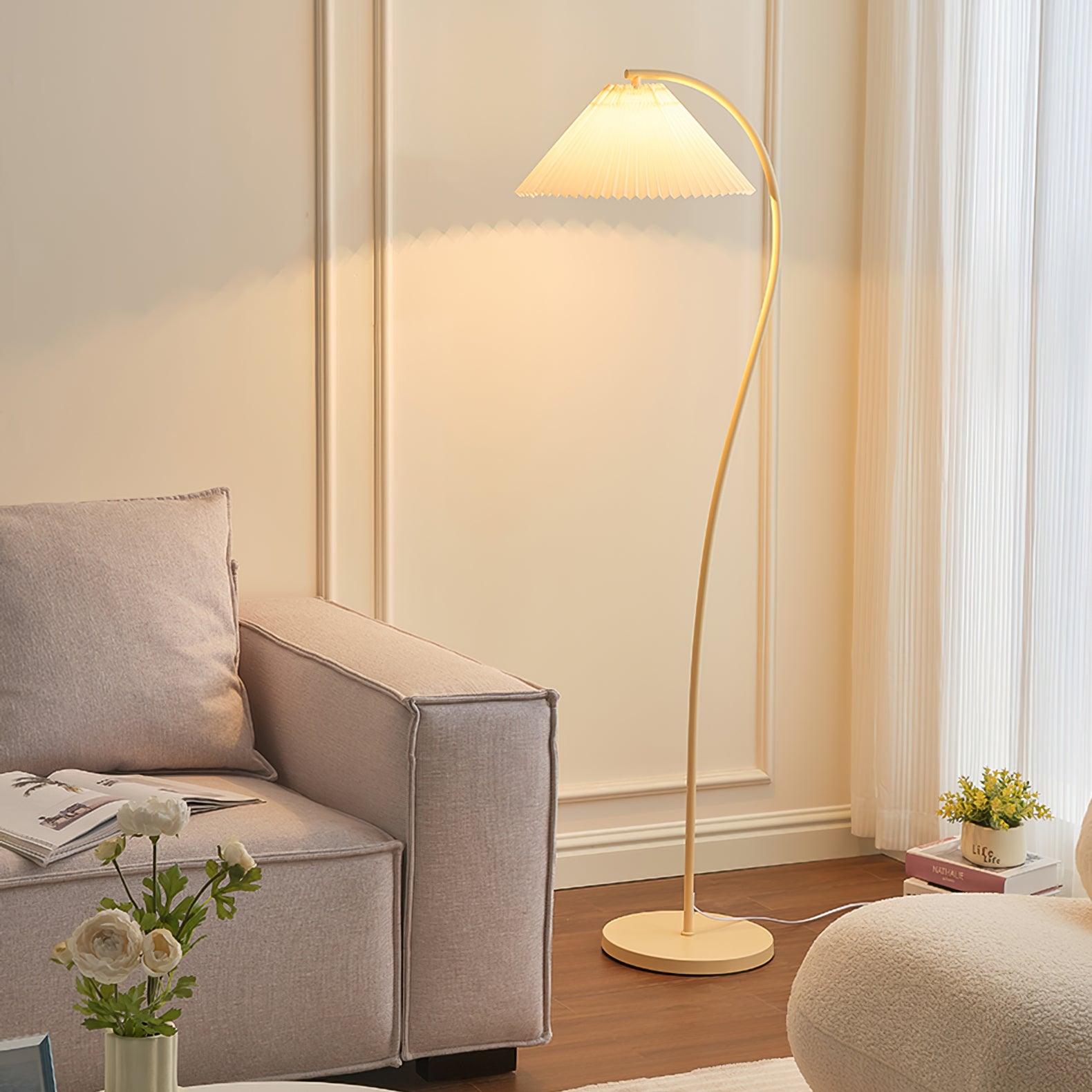 Mytalil Modern Curved Fabric Floor Lamp-Neutral Decor