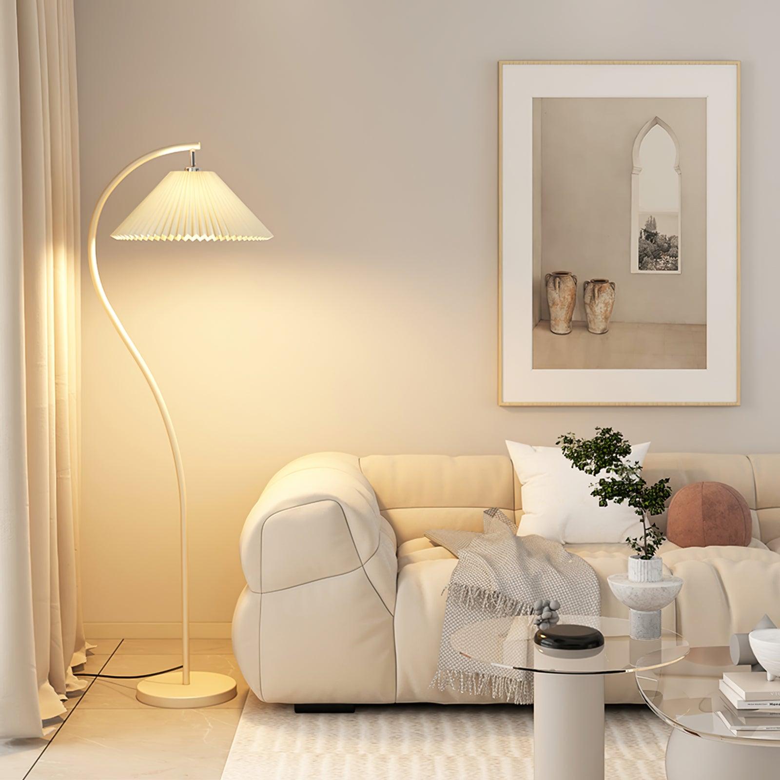 Mytalil Modern Curved Fabric Floor Lamp-Neutral Decor