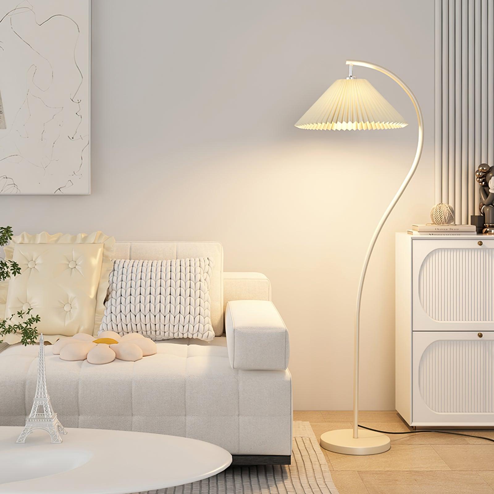 Mytalil Modern Curved Fabric Floor Lamp-Neutral Decor