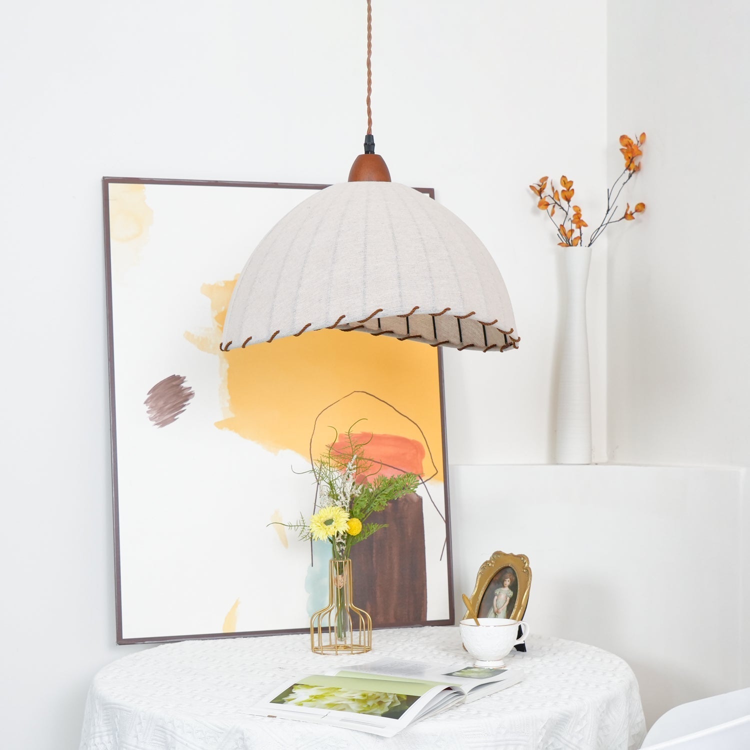 Shell Minimalist Wood Pendant Lamp-Neutral Decor