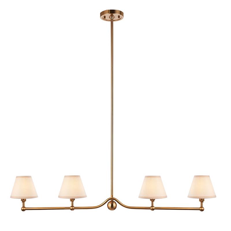 Santiago Linear Pendant Lamp shown hanging over a dining table.