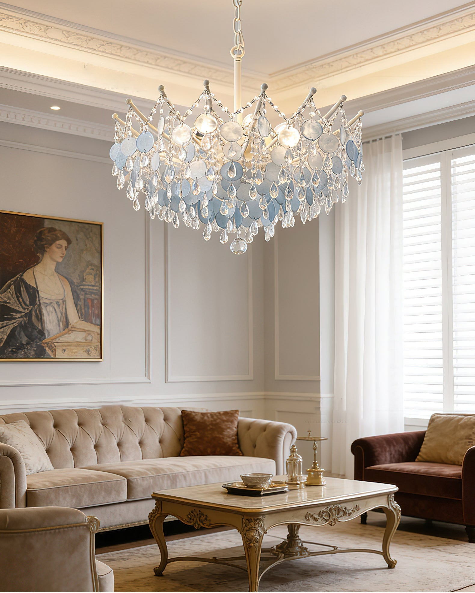 The Sasha Chandelier shown in its smallest size, perfect for a nursery.
