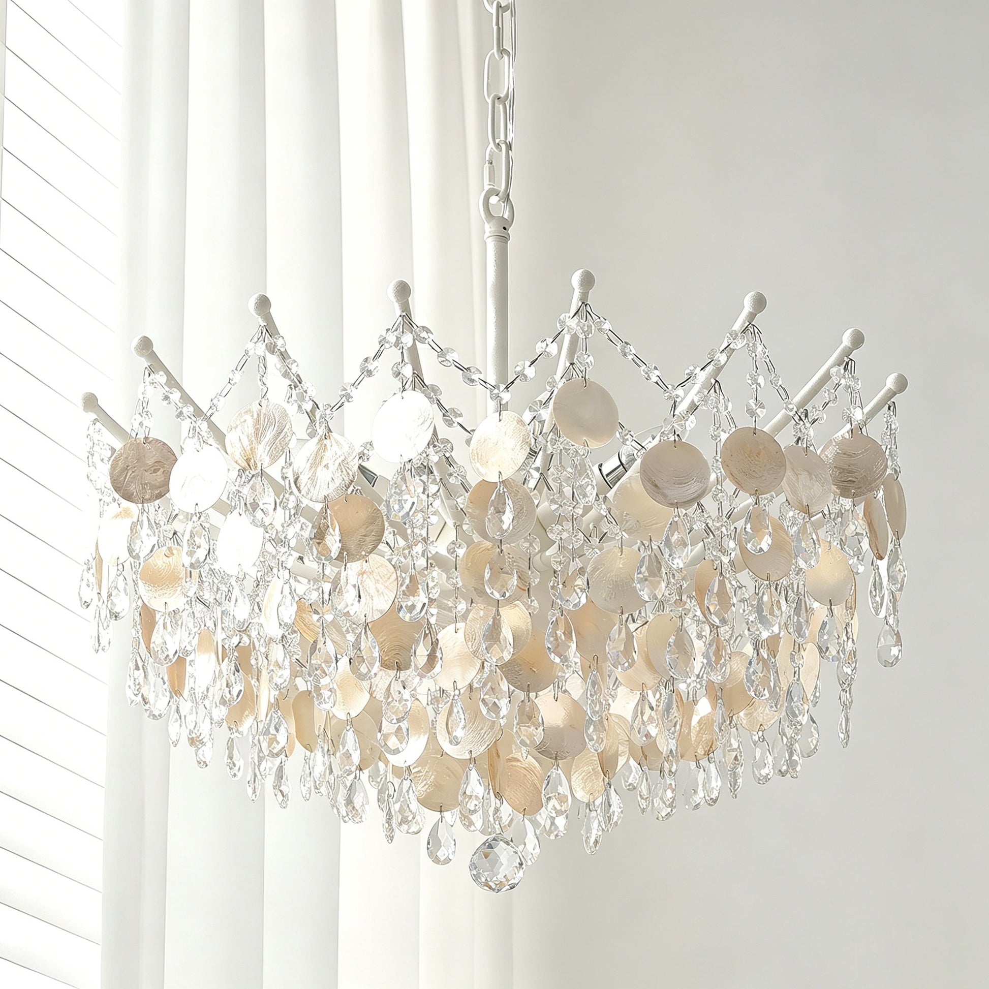 The texture and translucency of the capiz shells illuminated from within.