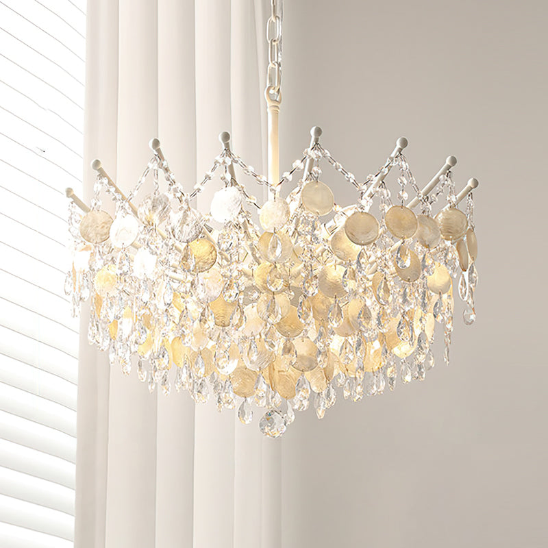 The Sasha Chandelier turned on, showing its soft, diffused ambient light.