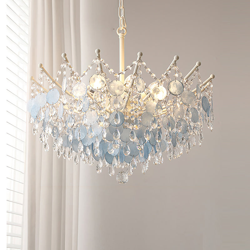 Lifestyle image of the Sasha Chandelier in a transitional living space.