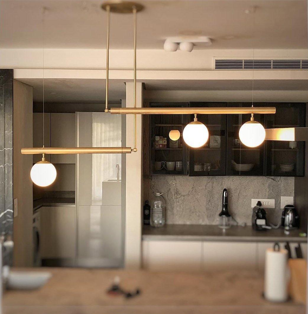 Estix Pendant Lamp Brass Linear Satellite Minimalist-Neutral Decor