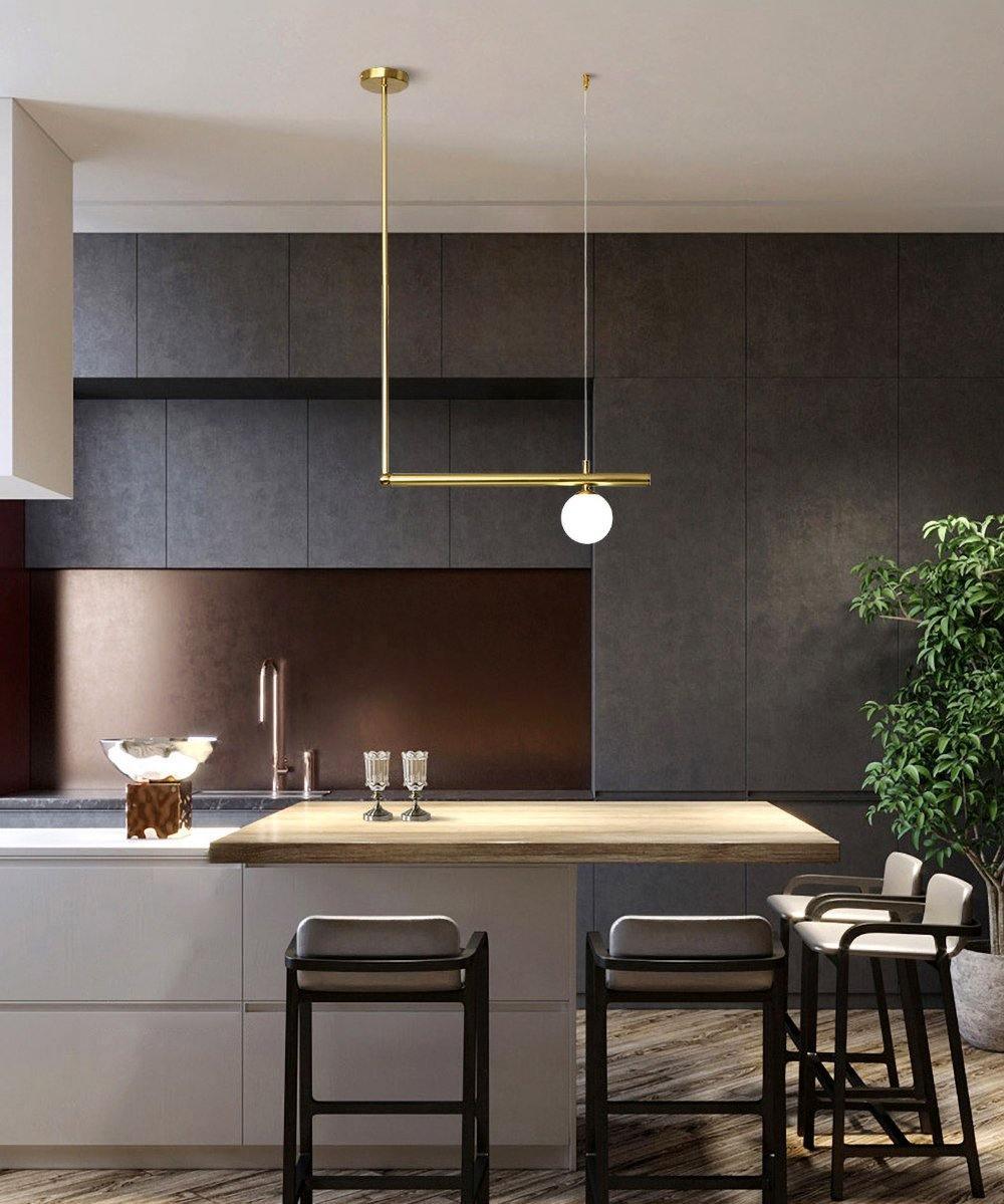 Estix Pendant Lamp Brass Linear Satellite Minimalist-Neutral Decor
