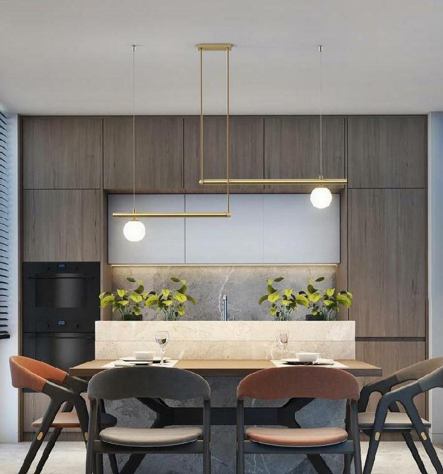 Estix Pendant Lamp Brass Linear Satellite Minimalist-Neutral Decor