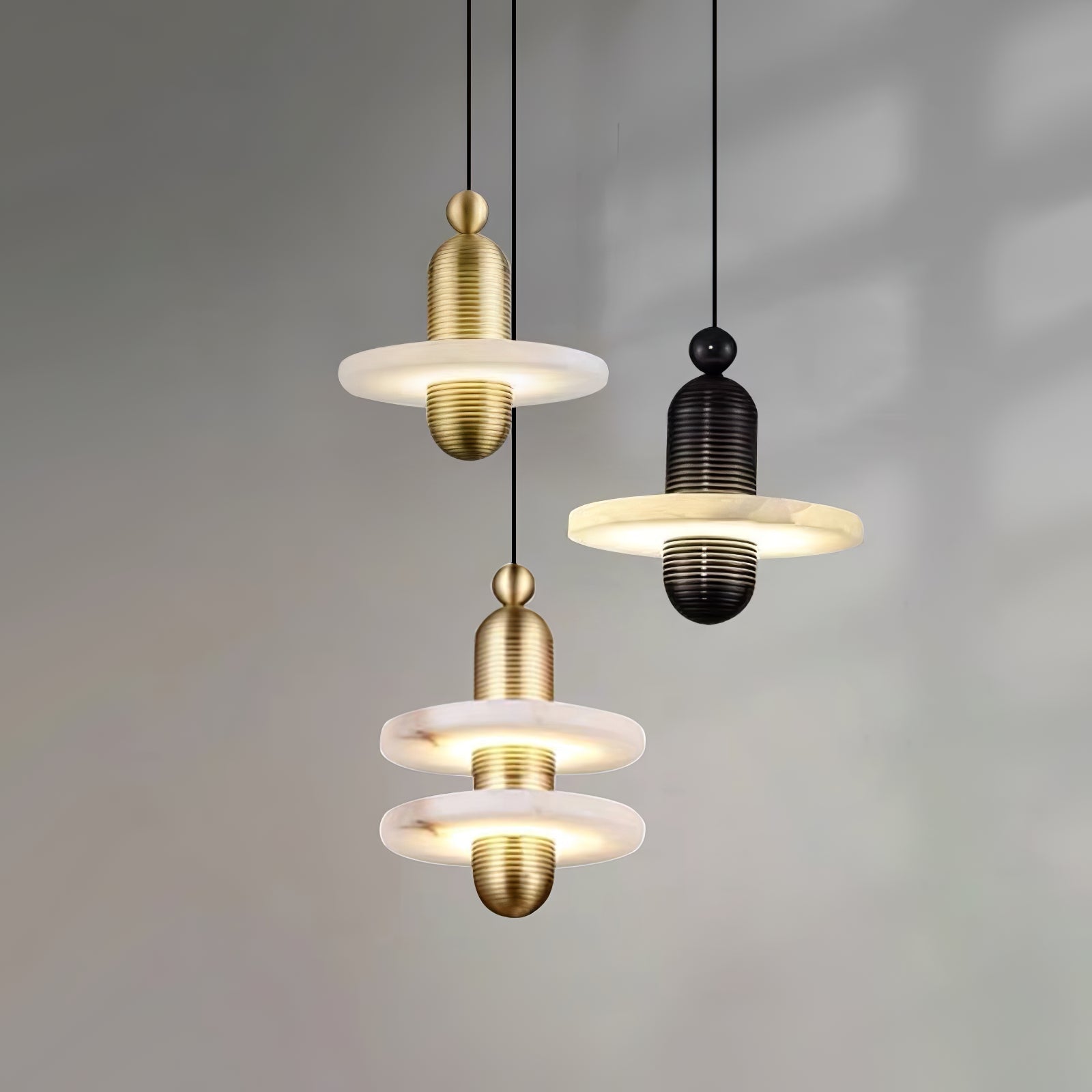 Orion Brushed Brass Alabaster Pendant Light-Neutral Decor