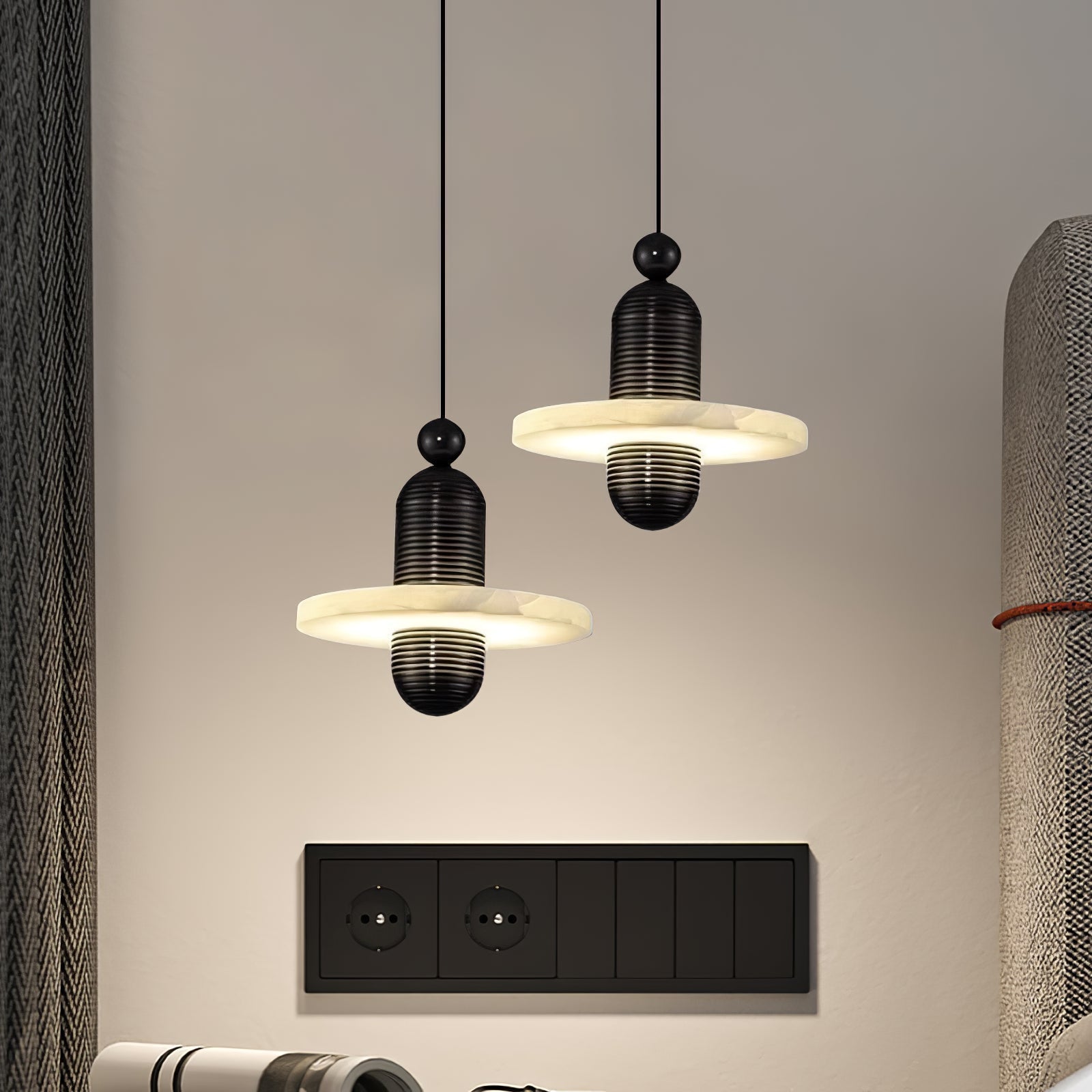 Orion Brushed Brass Alabaster Pendant Light-Neutral Decor