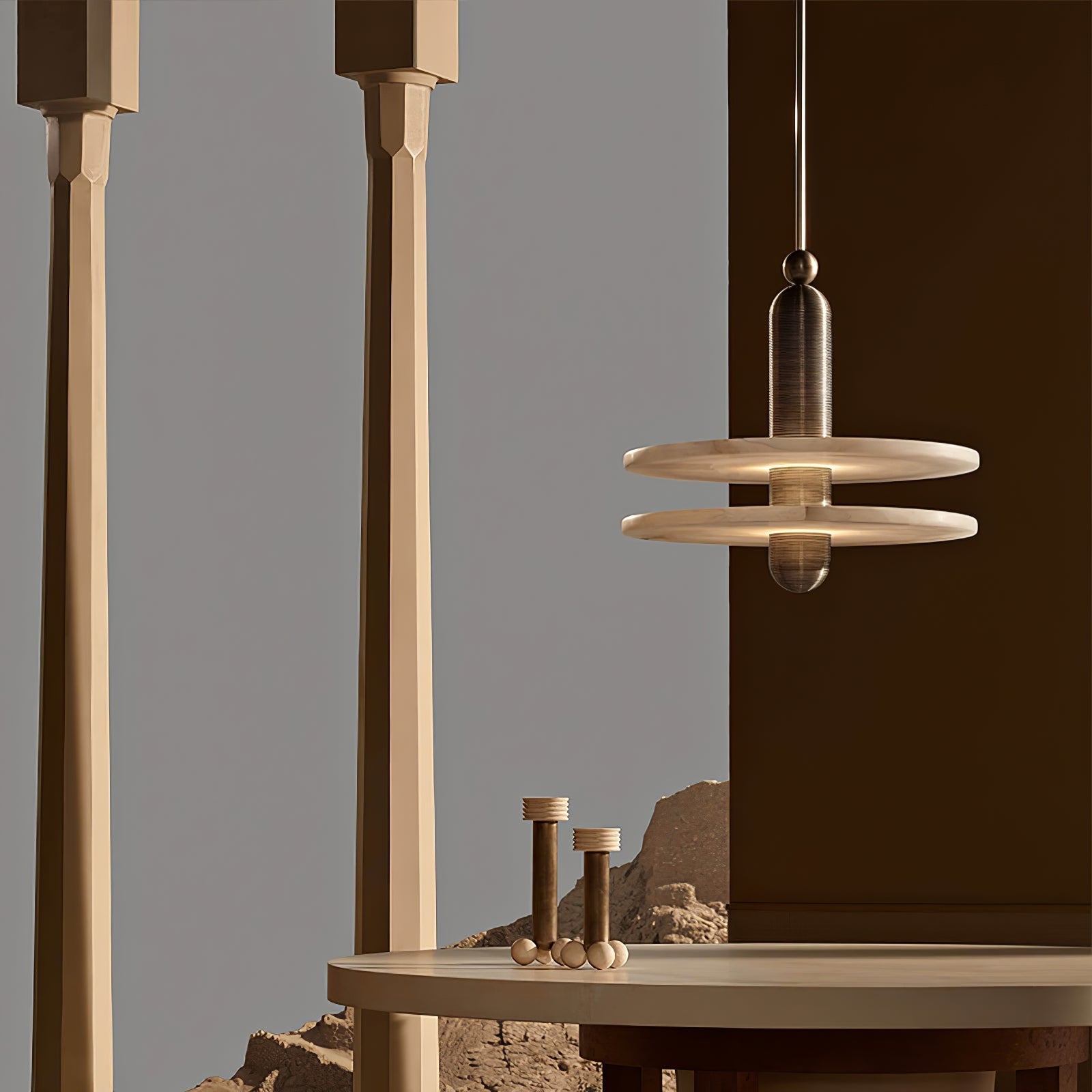 Orion Brushed Brass Alabaster Pendant Light-Neutral Decor