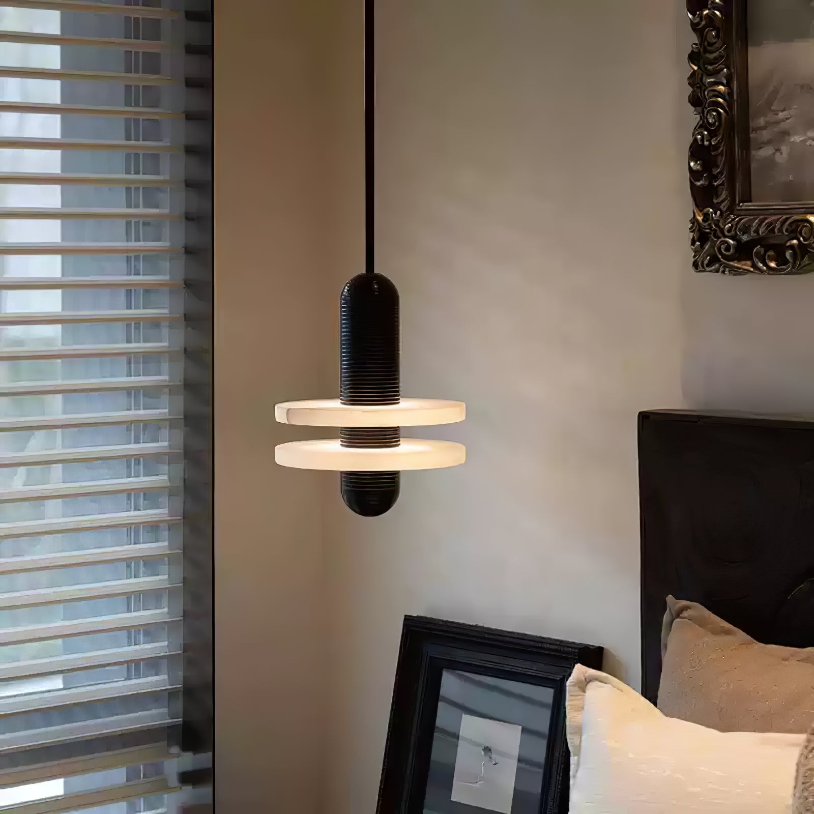 Orion Brushed Brass Alabaster Pendant Light-Neutral Decor